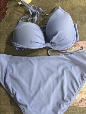 La Vie En Rose Light Blue Padded Halter Bikini Set